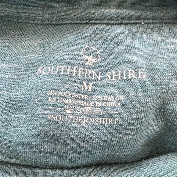 Southern Shirt Womens Muted Teal Heather Short Cuffed Rolled Sleeve Tee Medium - Picture 8 of 10